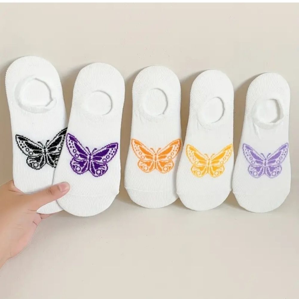 White butterfly Socks no show low cut butterfly Socks